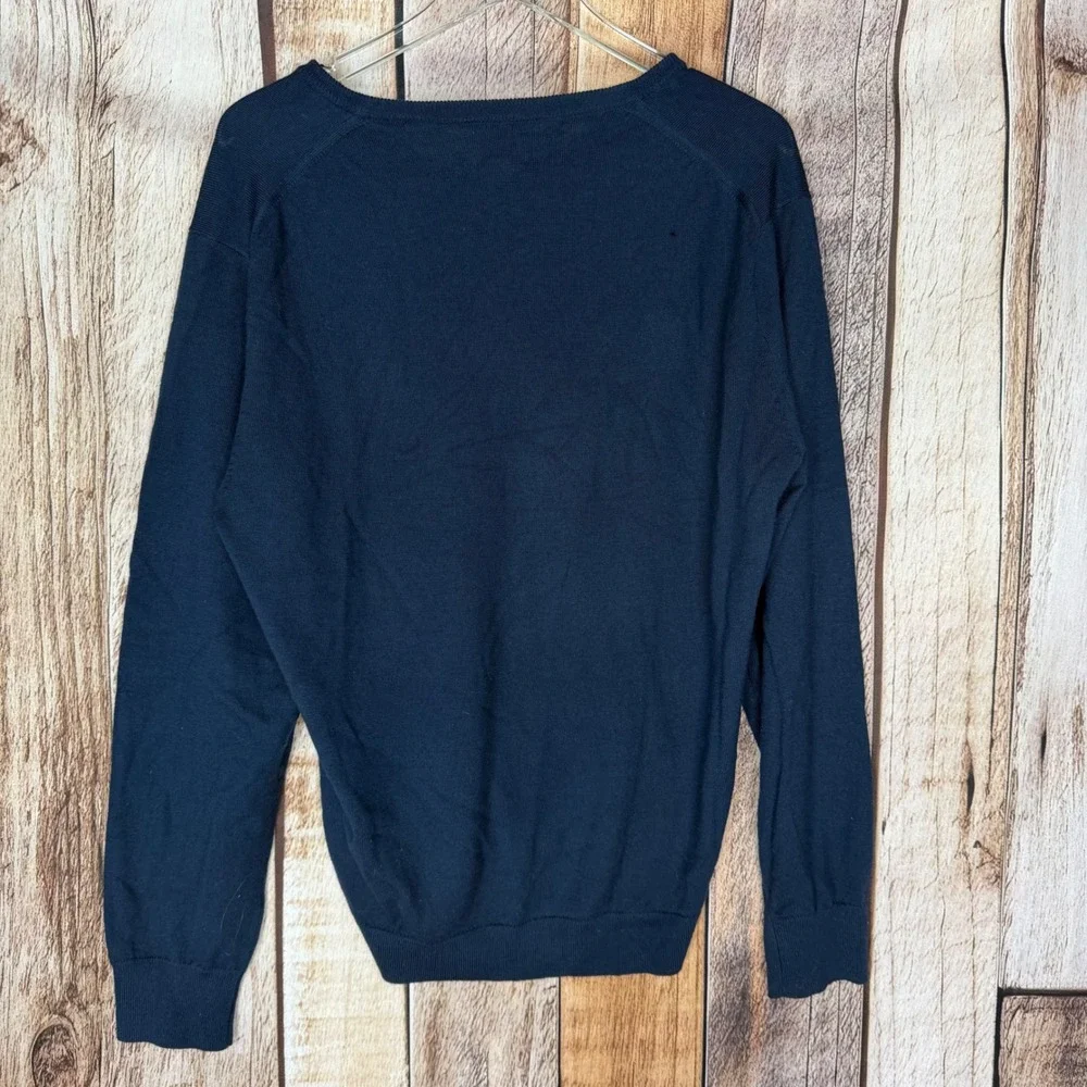 J.Crew Merino‎ Wool V-Neck Sweater Quiet Luxury Versatile Winter Navy Large NWT